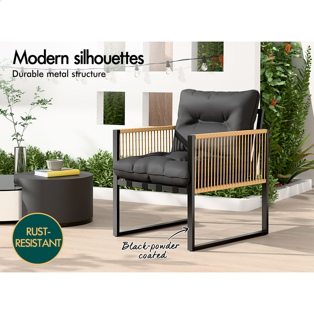 ALFORDSON Outdoor Furniture Setting Patio Dining Table Chair Set Wicker Glass