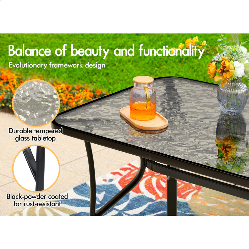 ALFORDSON Outdoor Furniture Setting Patio Dining Table Chair Set Wicker Glass