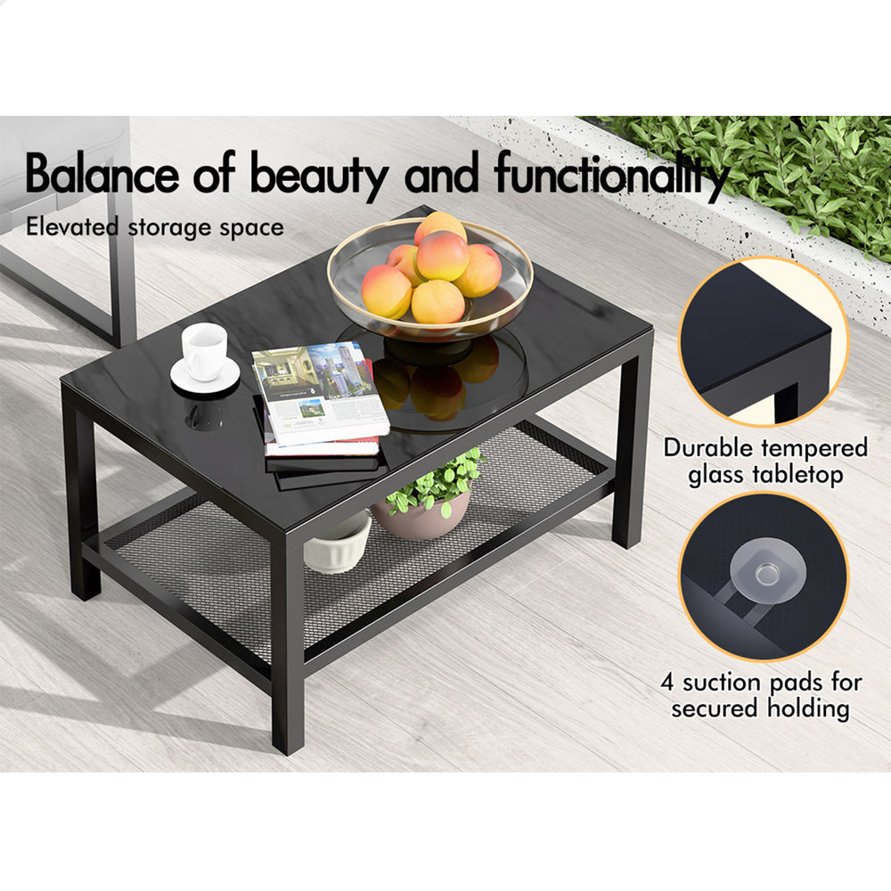 ALFORDSON 4PCS Outdoor Furniture Lounge Sofa Set Wicker Furniture Table and Chairs Garden Grey