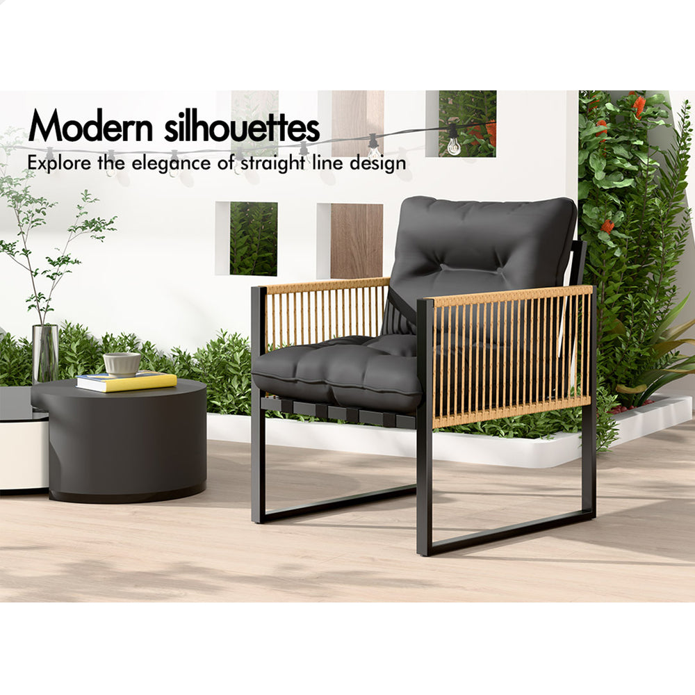 ALFORDSON 4PCS Outdoor Furniture Lounge Sofa Set Wicker Furniture Table and Chairs Garden Grey