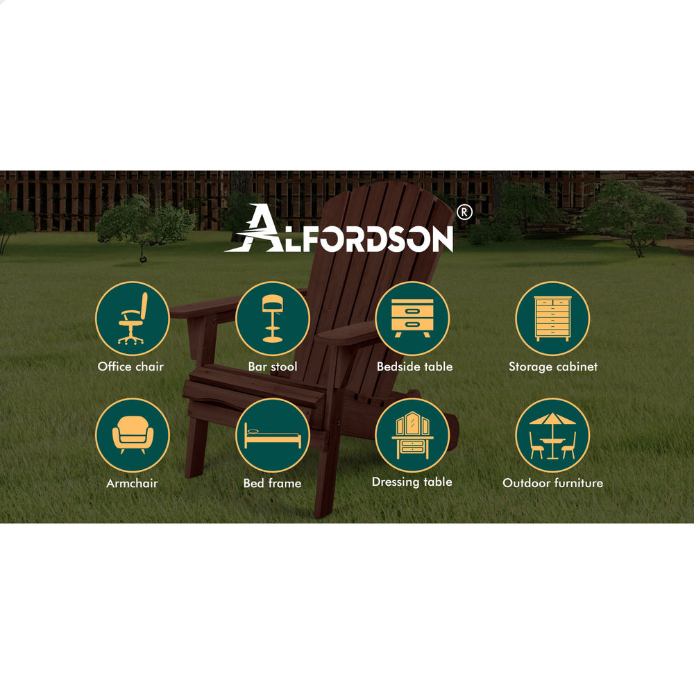 ALFORDSON 2x Outdoor Chairs Wooden Adirondack Patio Furniture Beach Garden Brown