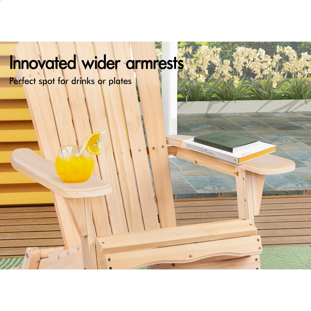 ALFORDSON 2x Outdoor Chairs Wooden Adirondack Patio Furniture Beach Garden Wood