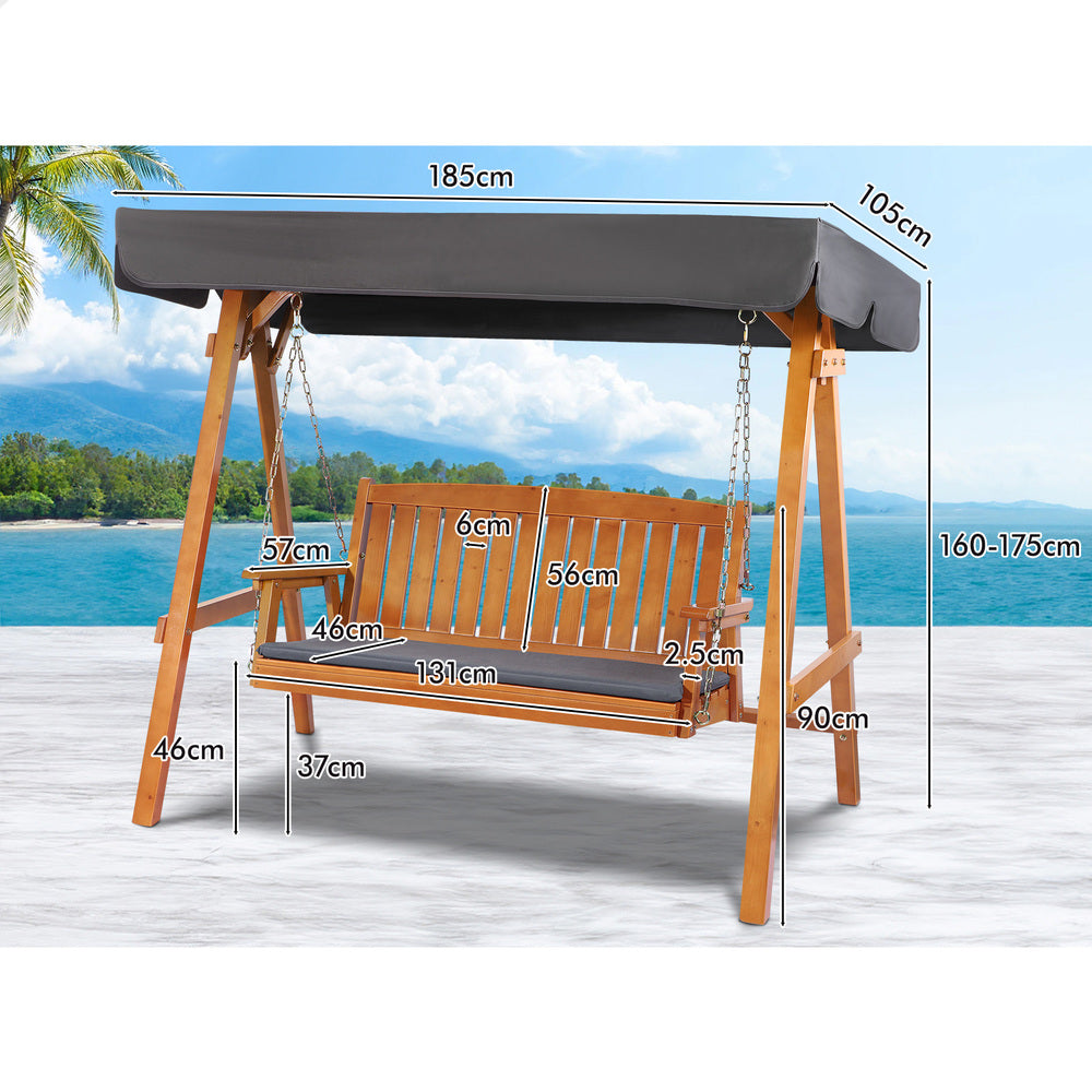 ALFORDSON Swing Chair Outdoor Furniture Wooden Garden Canopy Teak XL