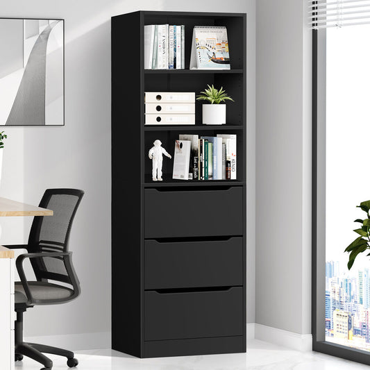 ALFORDSON Chest of 3 Drawers Office Storage Cabinet Tallboy Bedroom Black