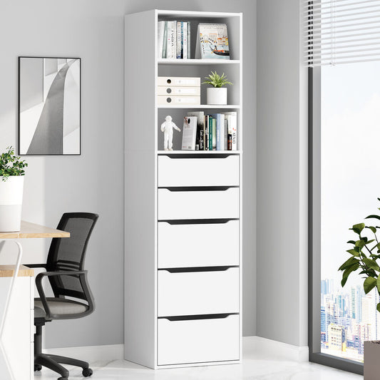 ALFORDSON Chest of 5 Drawers Office Storage Cabinet Tallboy Bedroom White
