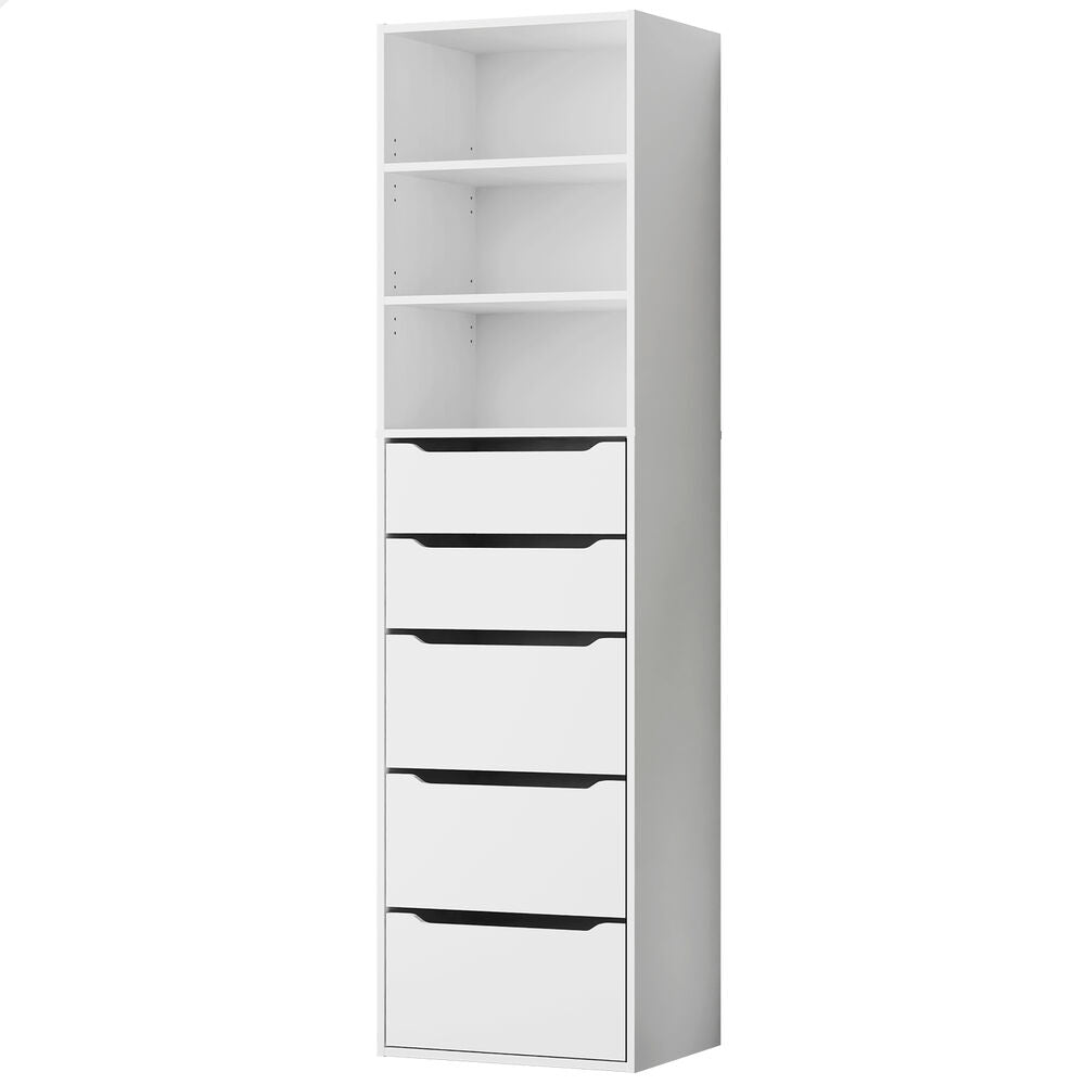 ALFORDSON Chest of 5 Drawers Office Storage Cabinet Tallboy Bedroom White