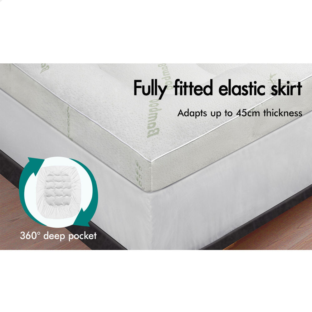 STARRY EUCALYPT Bamboo Fibre Pillowtop Mattress Topper Underlay Pad 11cm KS