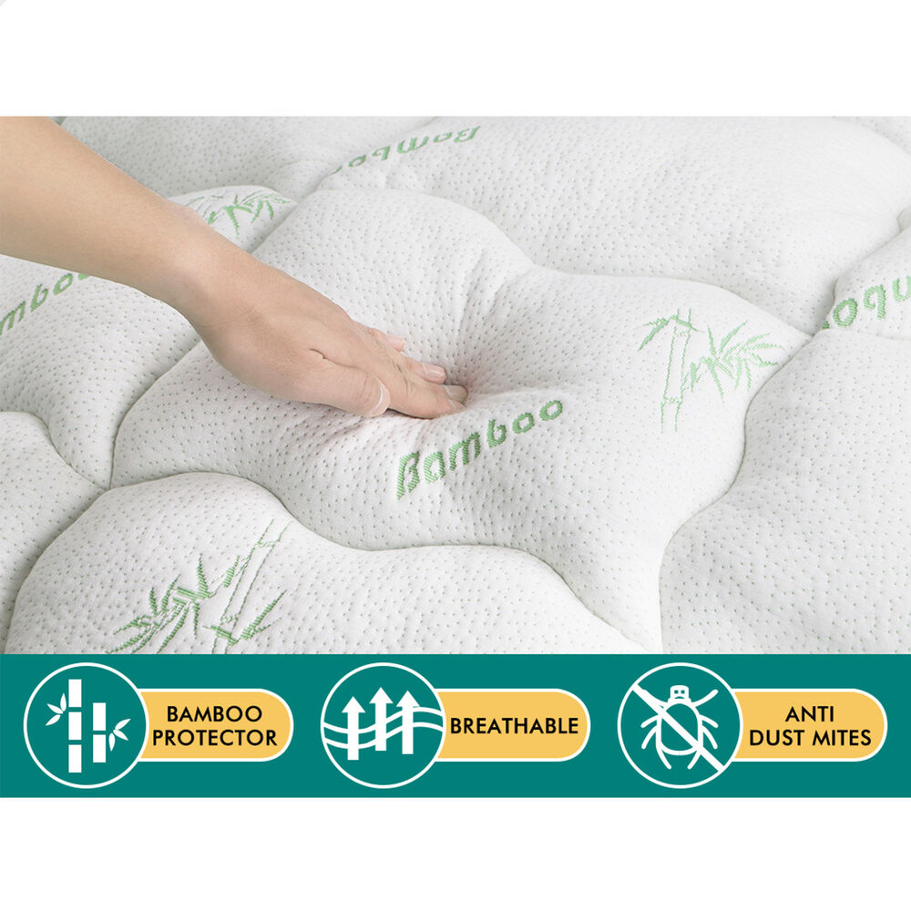 STARRY EUCALYPT Bamboo Fibre Pillowtop Mattress Topper Underlay Pad 11cm KS