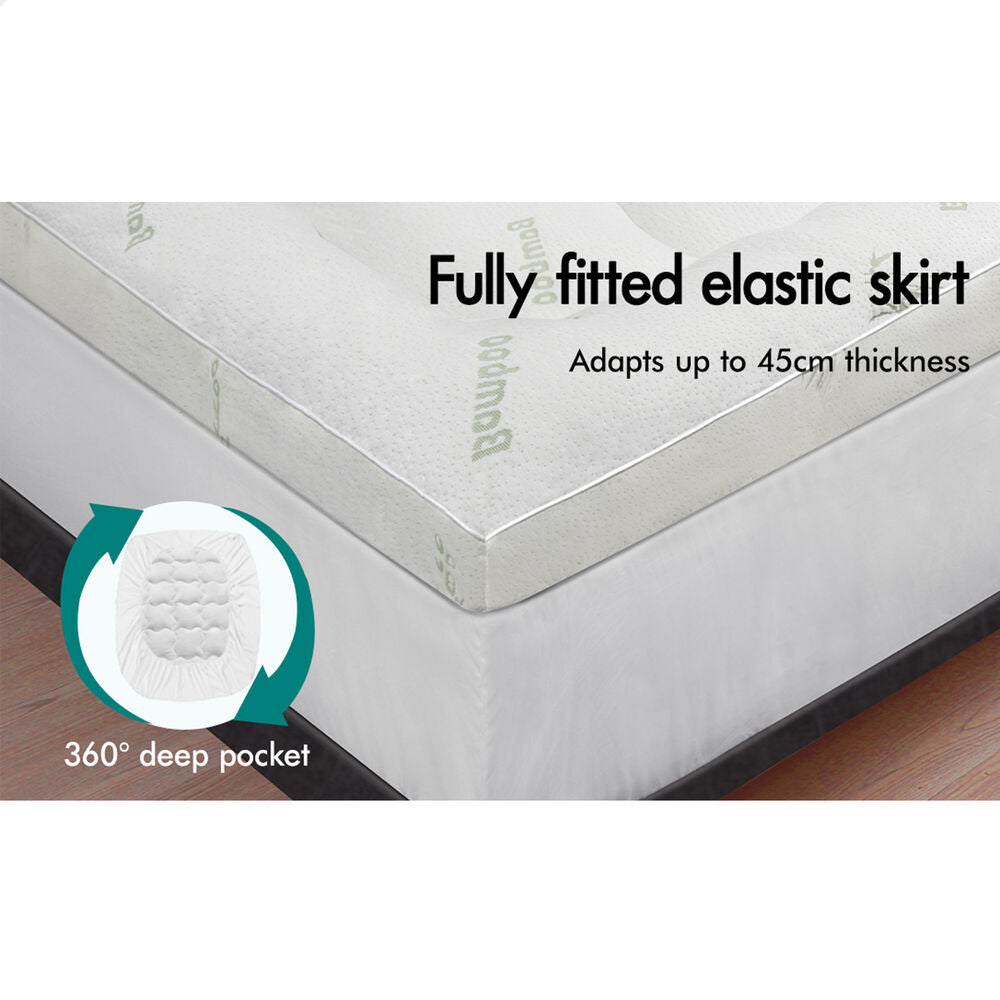 STARRY EUCALYPT Bamboo Fibre Pillowtop Mattress Topper Underlay Pad 9cm KS