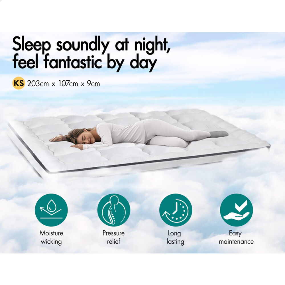 STARRY EUCALYPT Mattress Topper Pillowtop Luxury Bedding Cover 9cm King Single