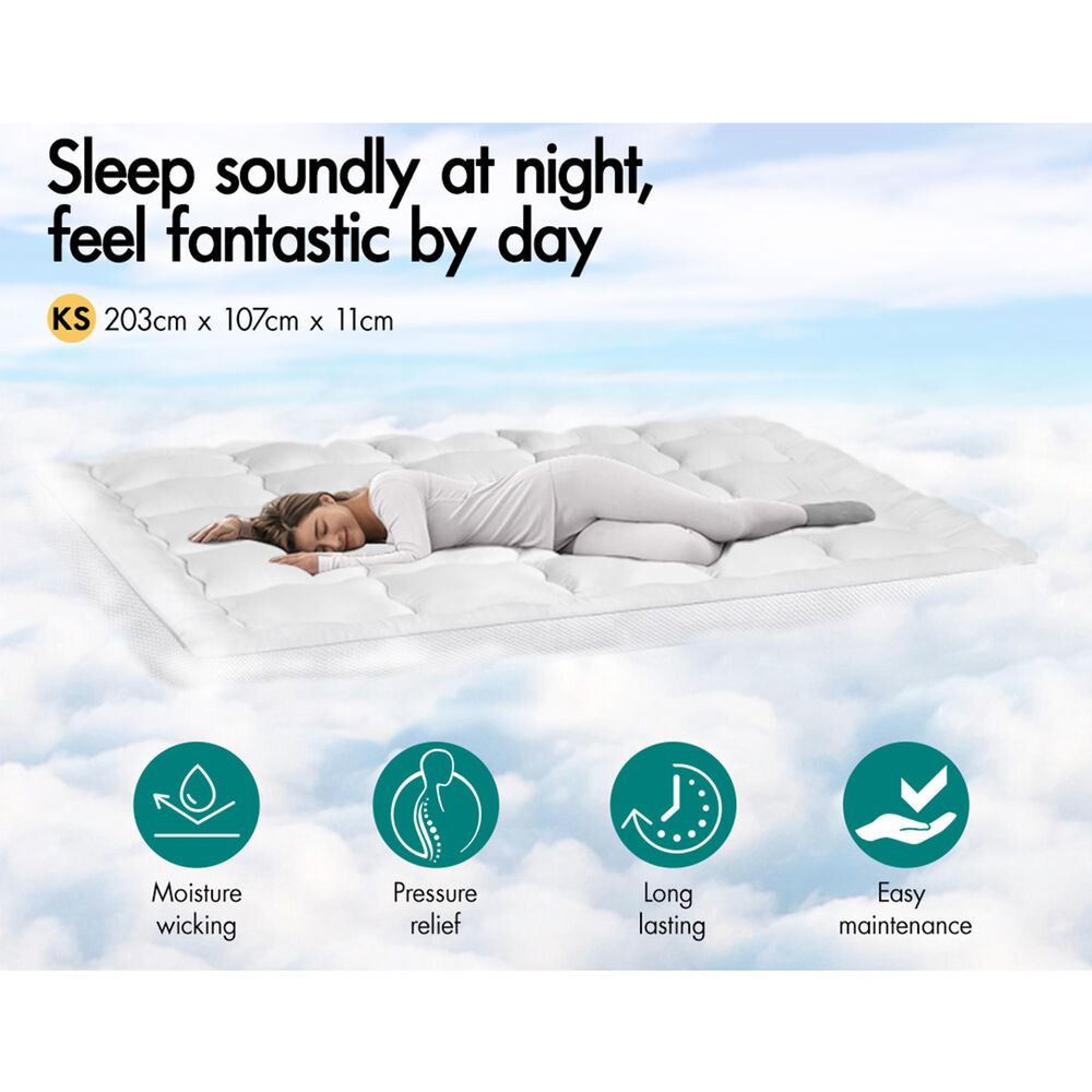 STARRY EUCALYPT Mattress Topper Pillowtop Mesh Bedding Cover 11cm King Single