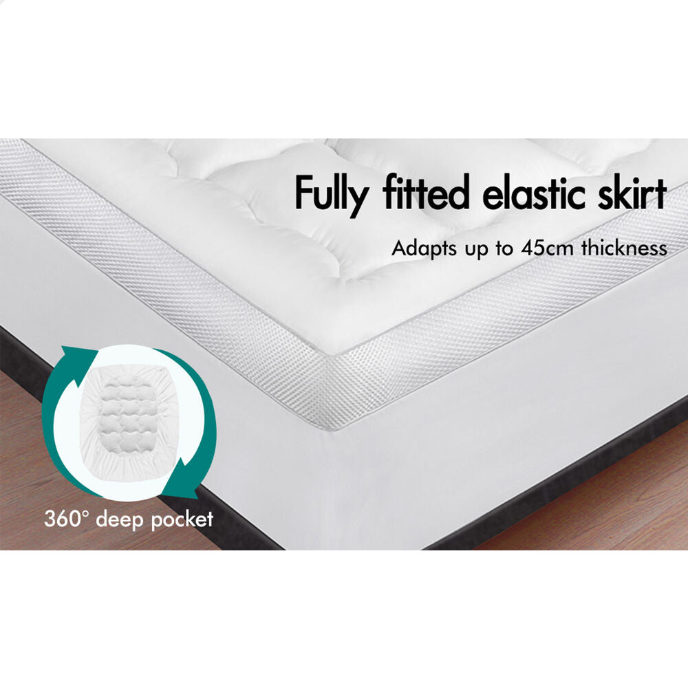 STARRY EUCALYPT Mattress Topper Pillowtop Mesh Bedding Cover 11cm King Single