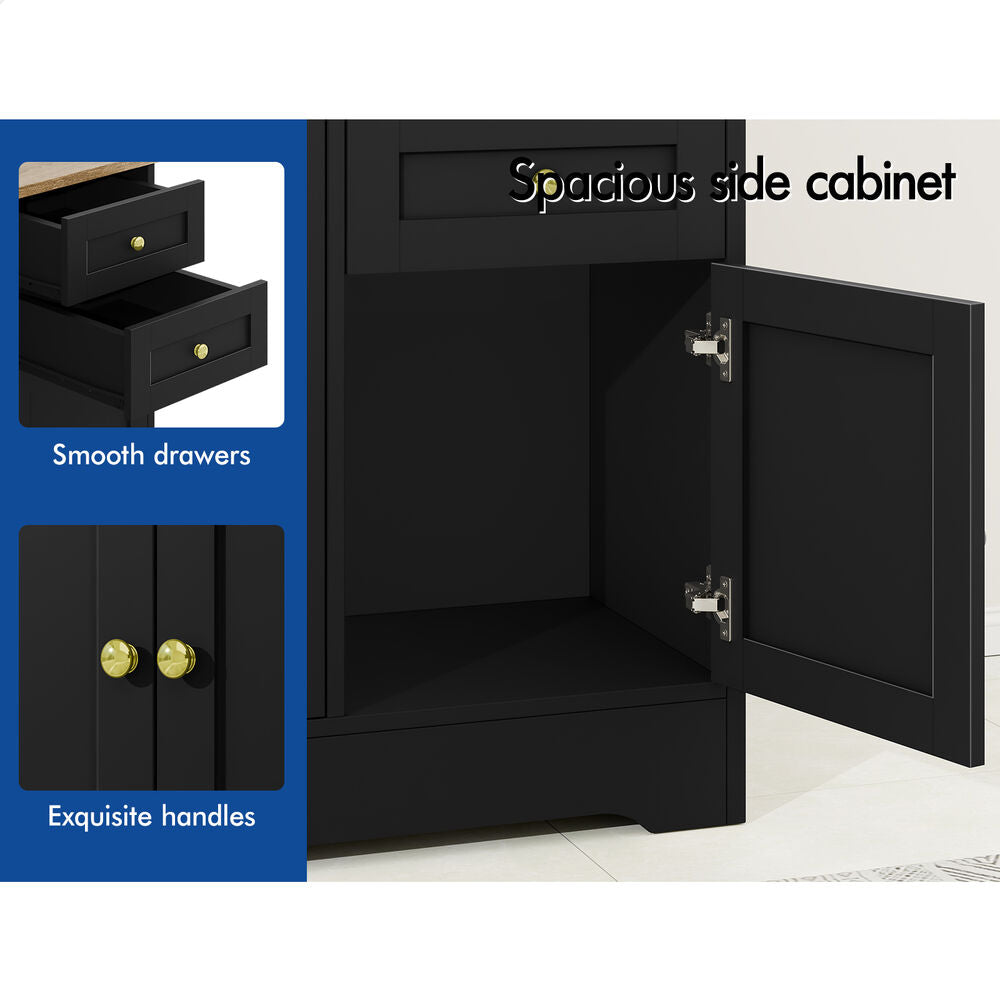 ALFORDSON Buffet Sideboard Cupboard Cabinet 3 Doors Pantry Storage Drawers Black