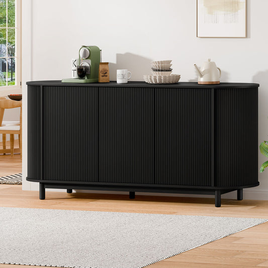 ALFORDSON Buffet Sideboard Cupboard Cabinet Storage Pantry Kitchen 3 Doors Black