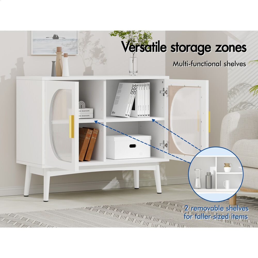 ALFORDSON Buffet Sideboard Storage Cabinet Cupboard Fluted Doors Shelves Kitchen