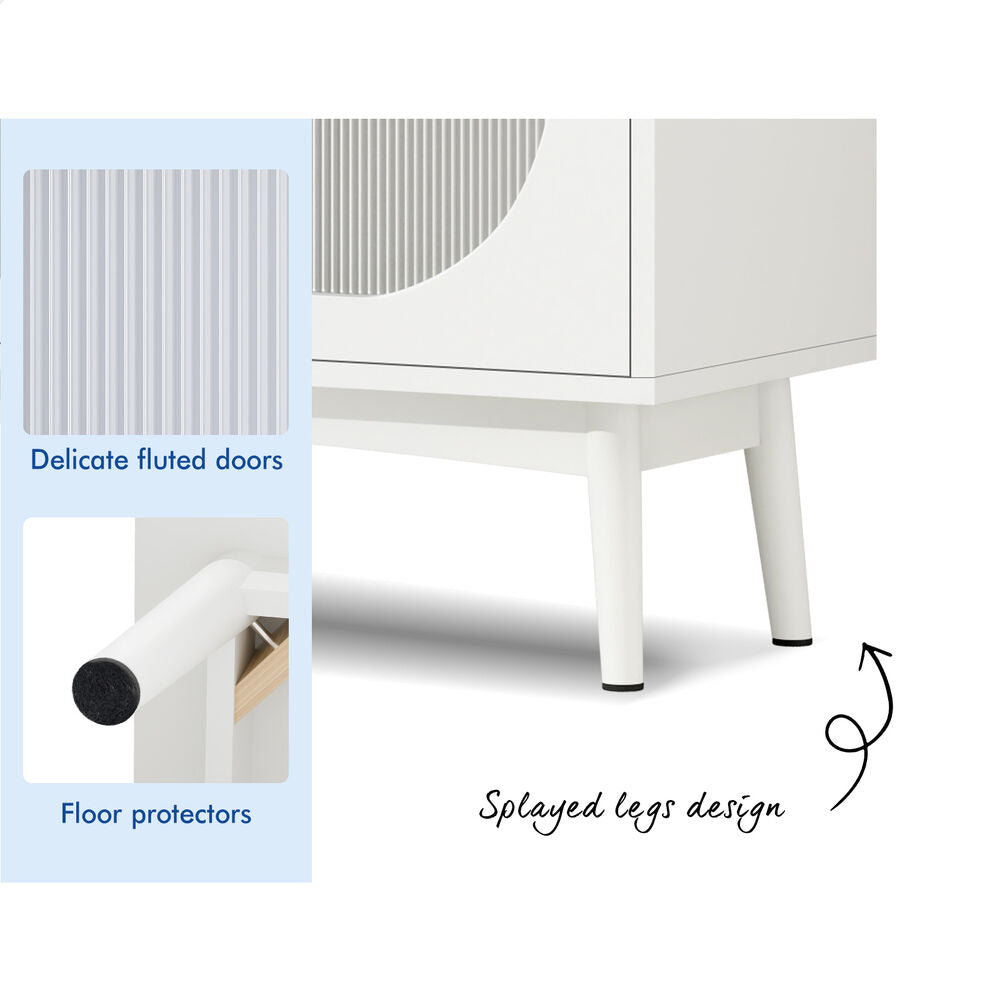 ALFORDSON Buffet Sideboard Storage Cabinet Cupboard Fluted Doors Shelves Kitchen