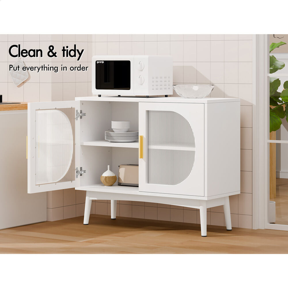 ALFORDSON Buffet Sideboard Storage Cabinet Cupboard Fluted Doors Shelves Kitchen