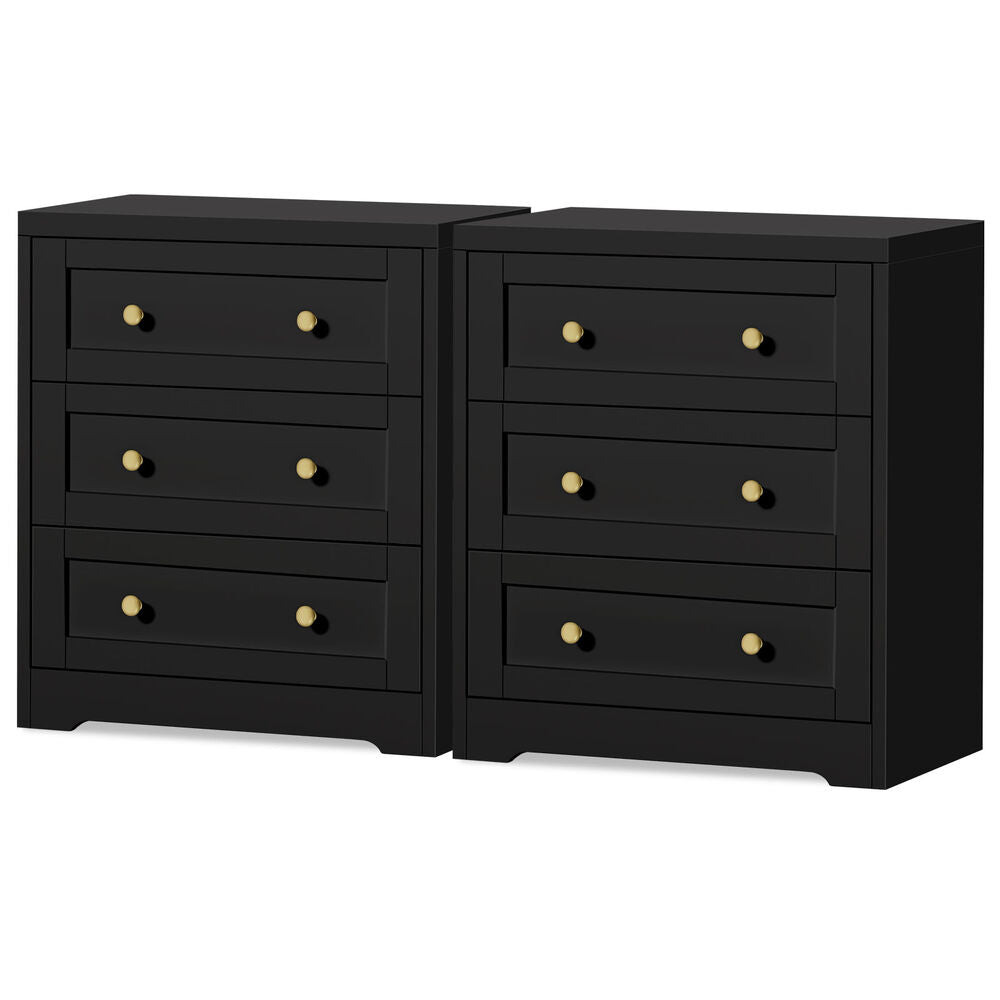 ALFORDSON 2x Chest of Drawers Storage Cabinet Bedside Table Hamptons Drawers Black