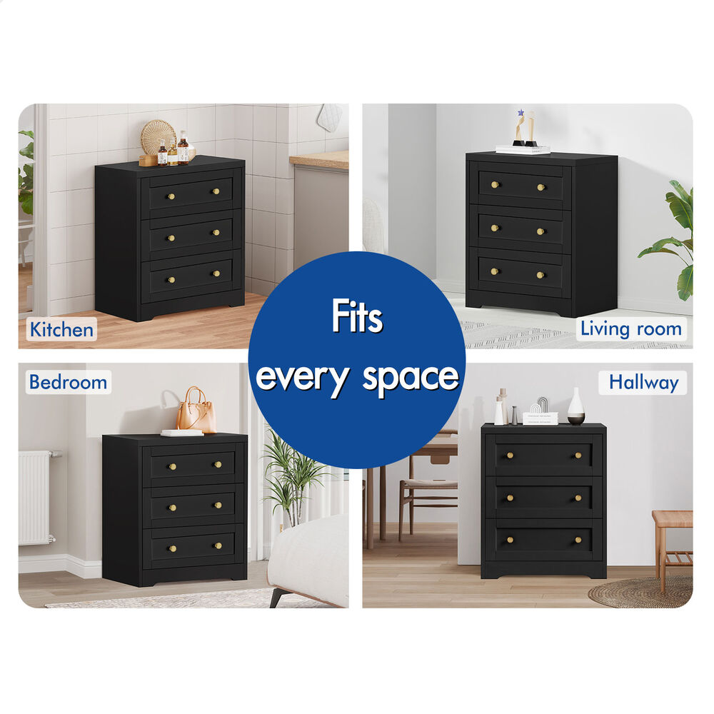 ALFORDSON 3 Chest of Drawers Storage Cabinet Hamptons Bedside Table Tallboy