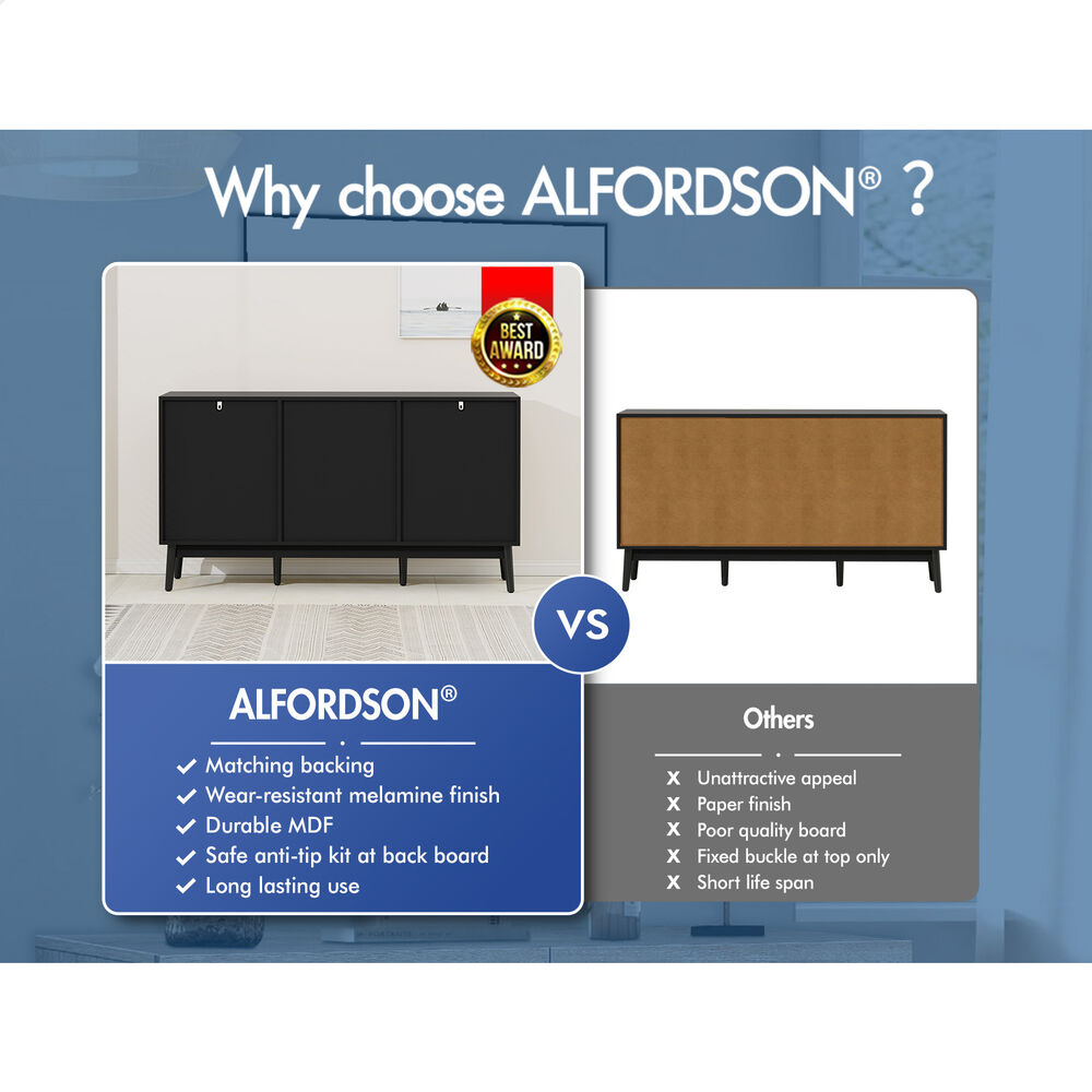 ALFORDSON Buffet Sideboard Cupboard Cabinet Storage Rattan Pantry Kitchen Doors