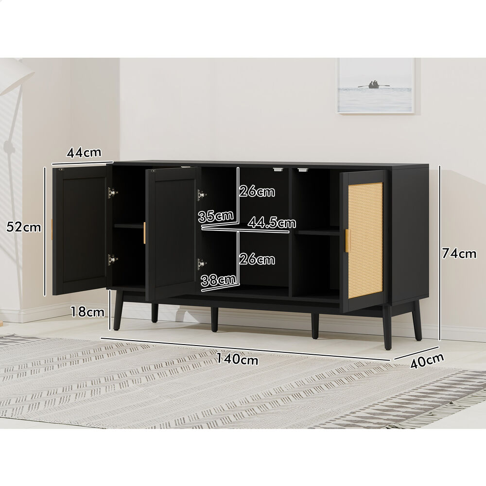 ALFORDSON Buffet Sideboard Cupboard Cabinet Storage Rattan Pantry Kitchen Doors