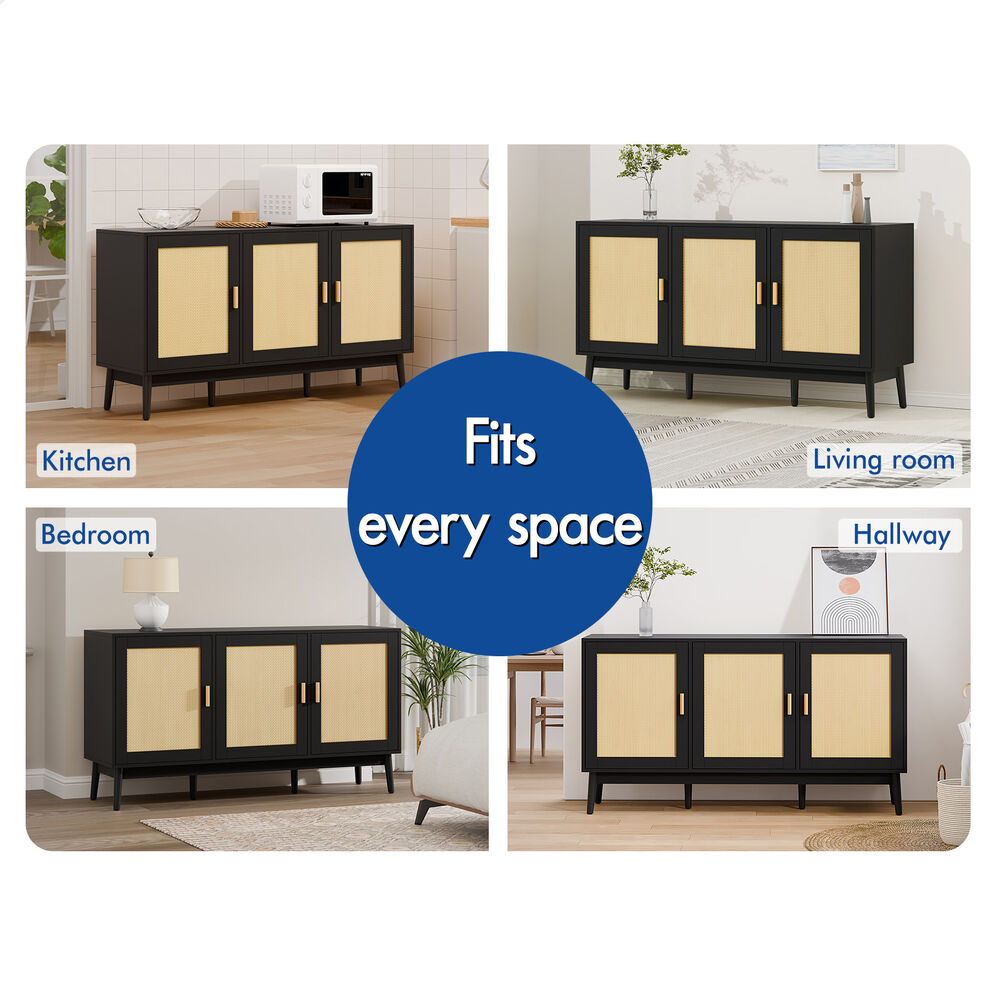 ALFORDSON Buffet Sideboard Cupboard Cabinet Storage Rattan Pantry Kitchen Doors