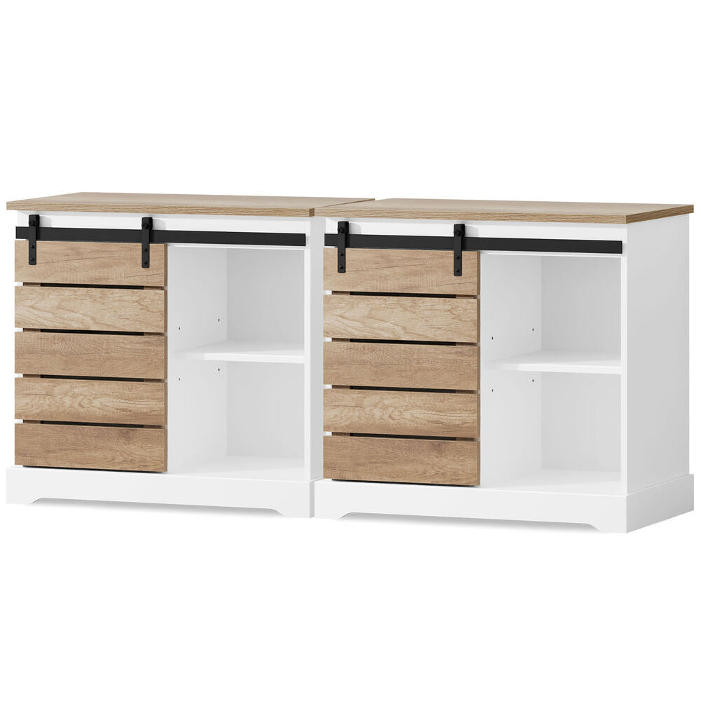 ALFORDSON 2x Buffet Sideboard Cabinet Storage Cupboard Sliding Door Pantry White