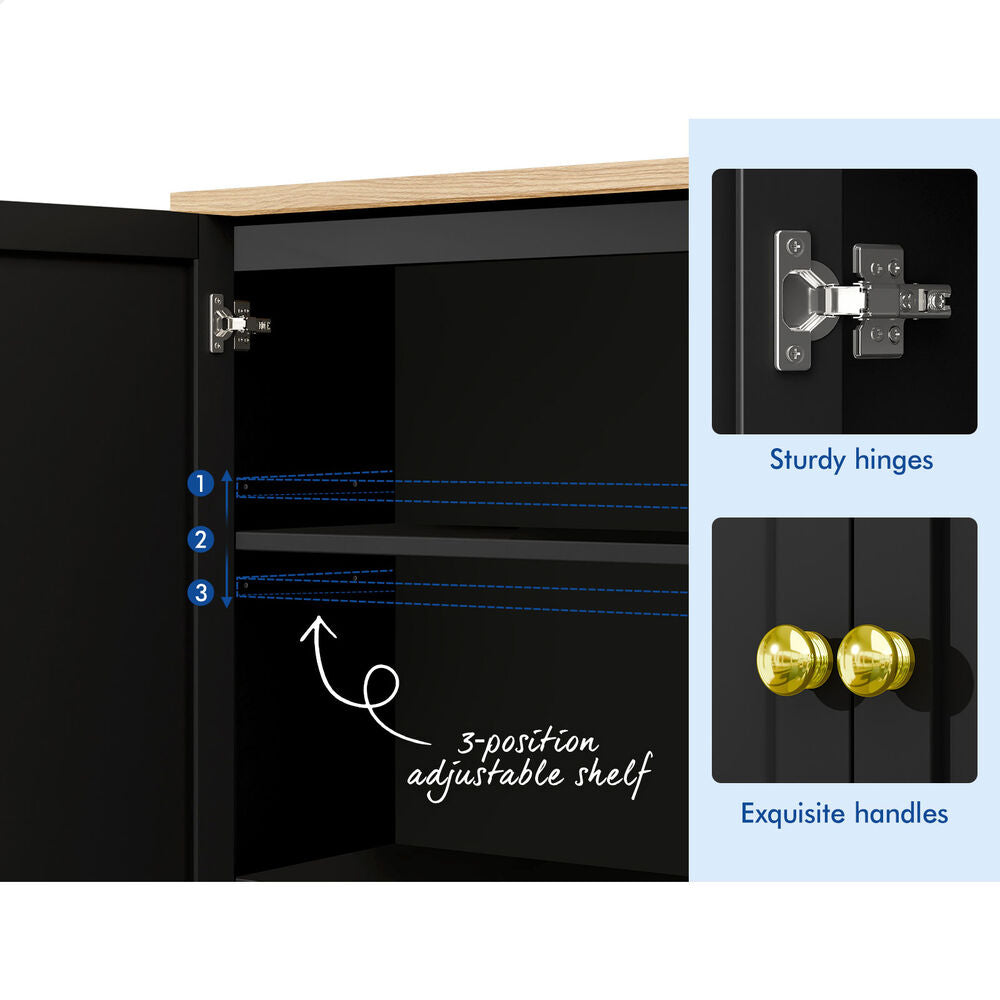 ALFORDSON Buffet Sideboard Cupboard Cabinet Kitchen Hallway Storage Shelf Black