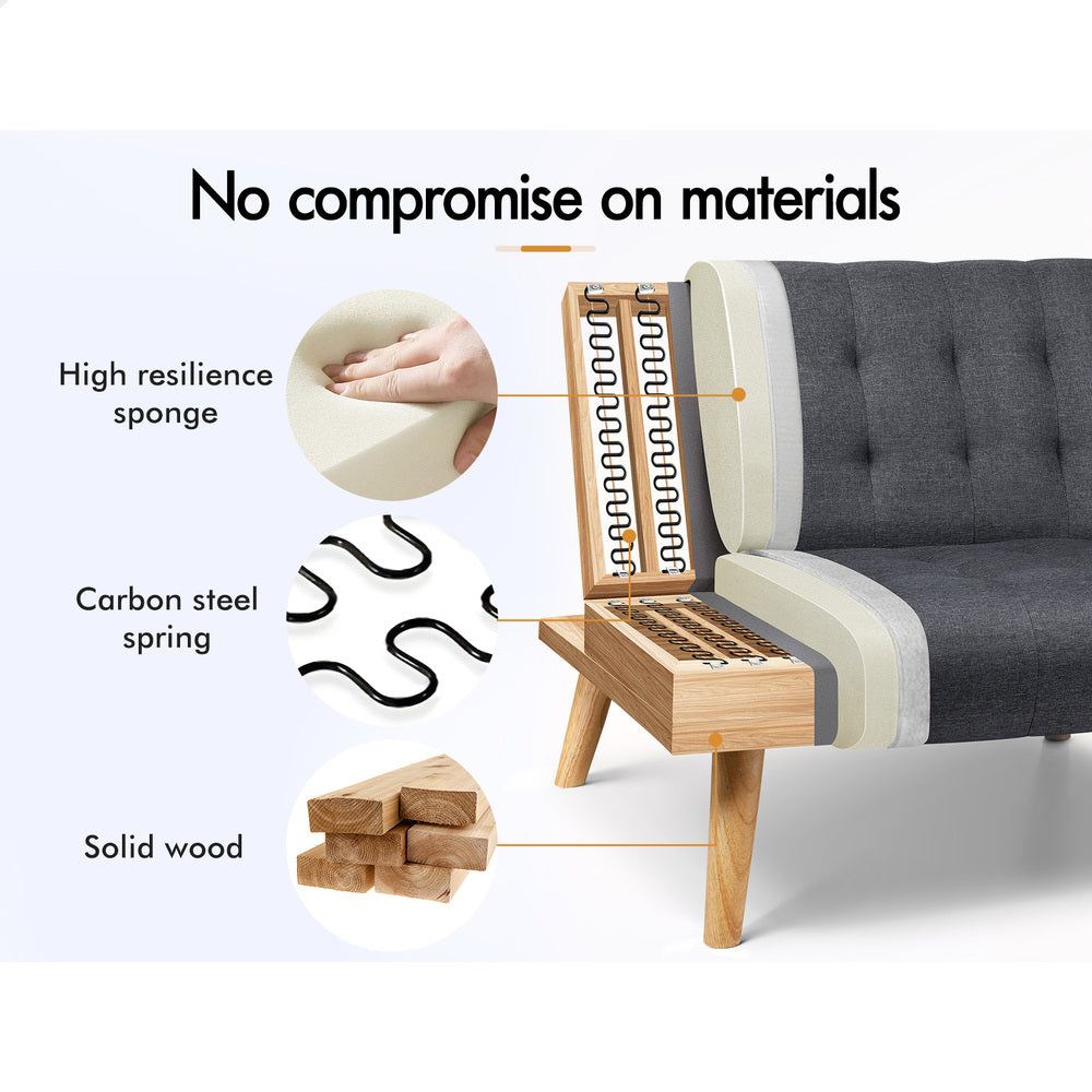ALFORDSON Sofa Bed Single Lounge Chair Fabric Grey