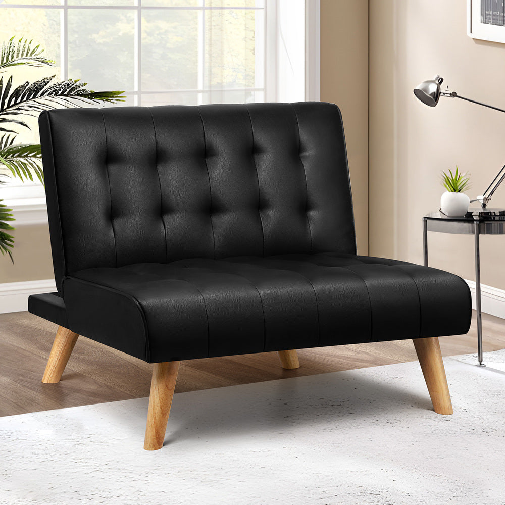 ALFORDSON Sofa Bed Single Lounge Chair Leather Black