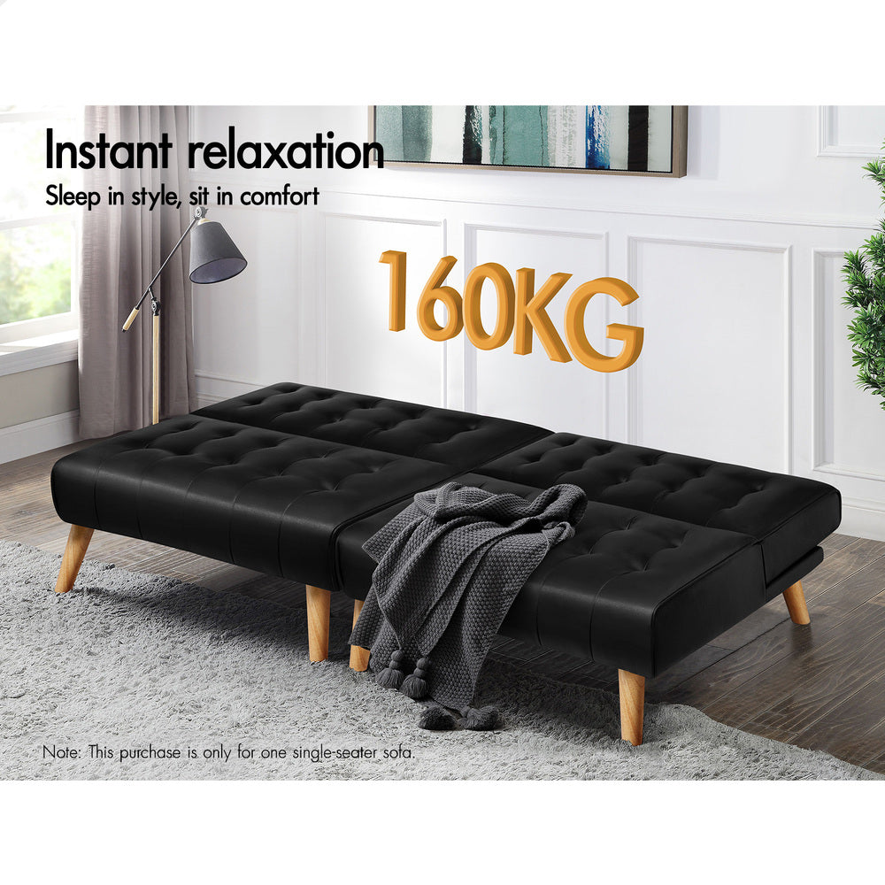 ALFORDSON Sofa Bed Single Lounge Chair Leather Black