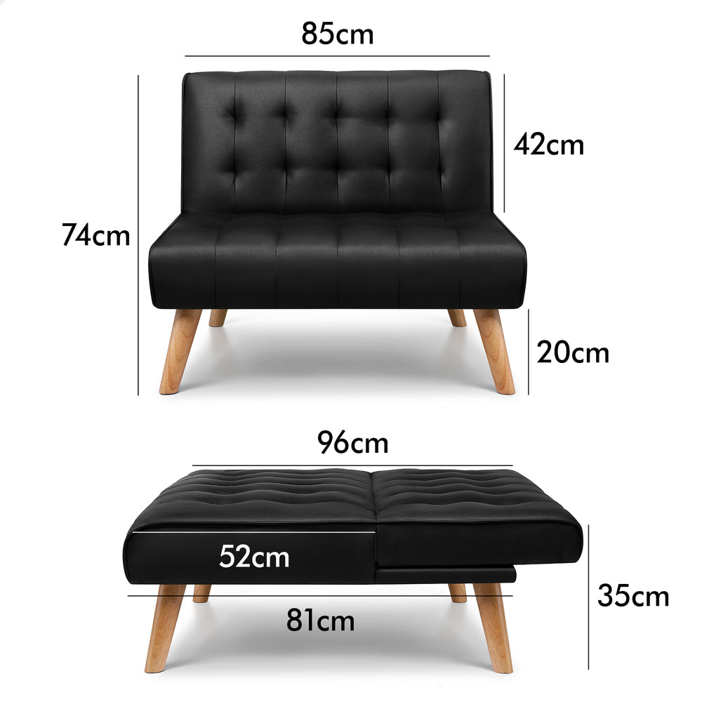 ALFORDSON Sofa Bed Single Lounge Chair Leather Black