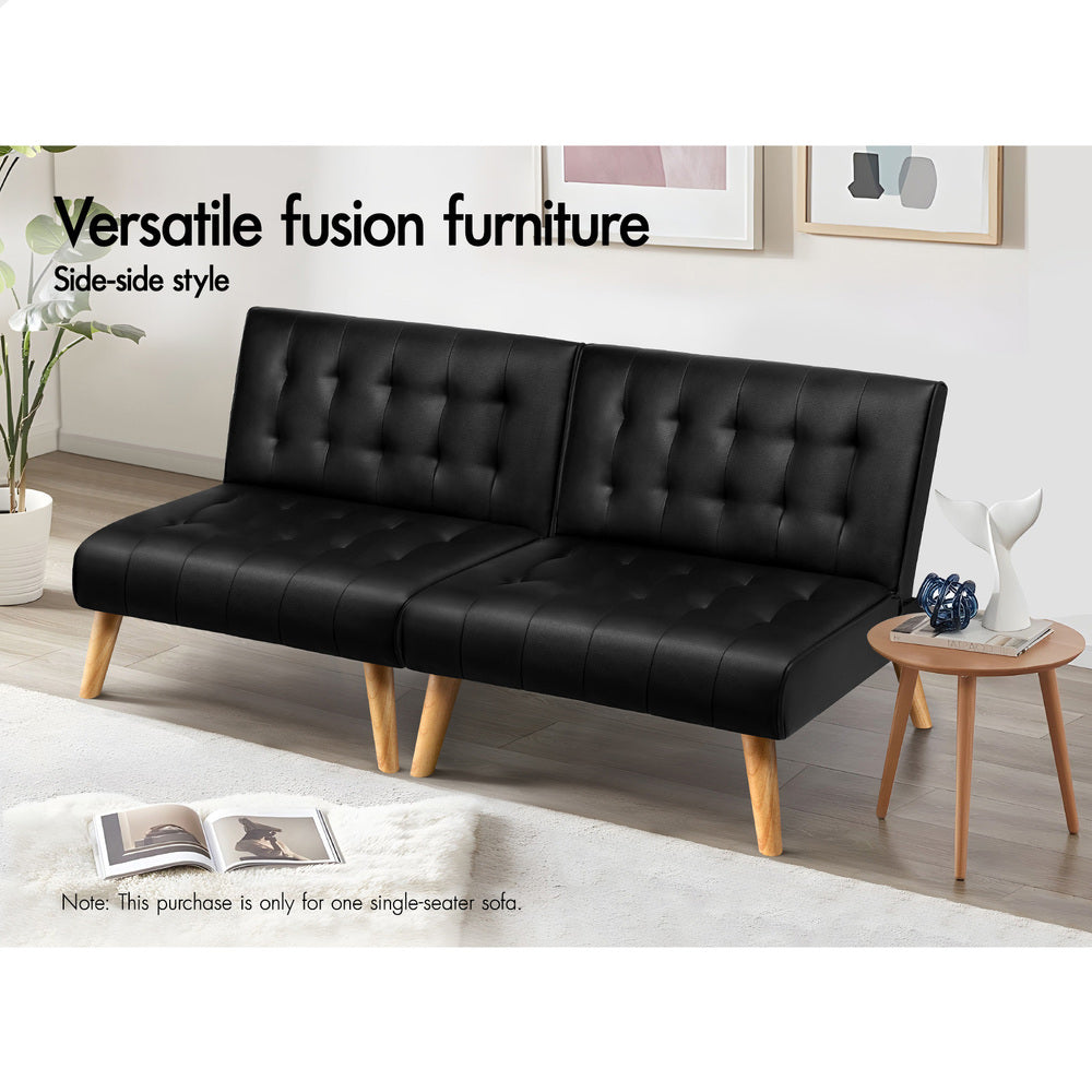 ALFORDSON Sofa Bed Single Lounge Chair Leather Black