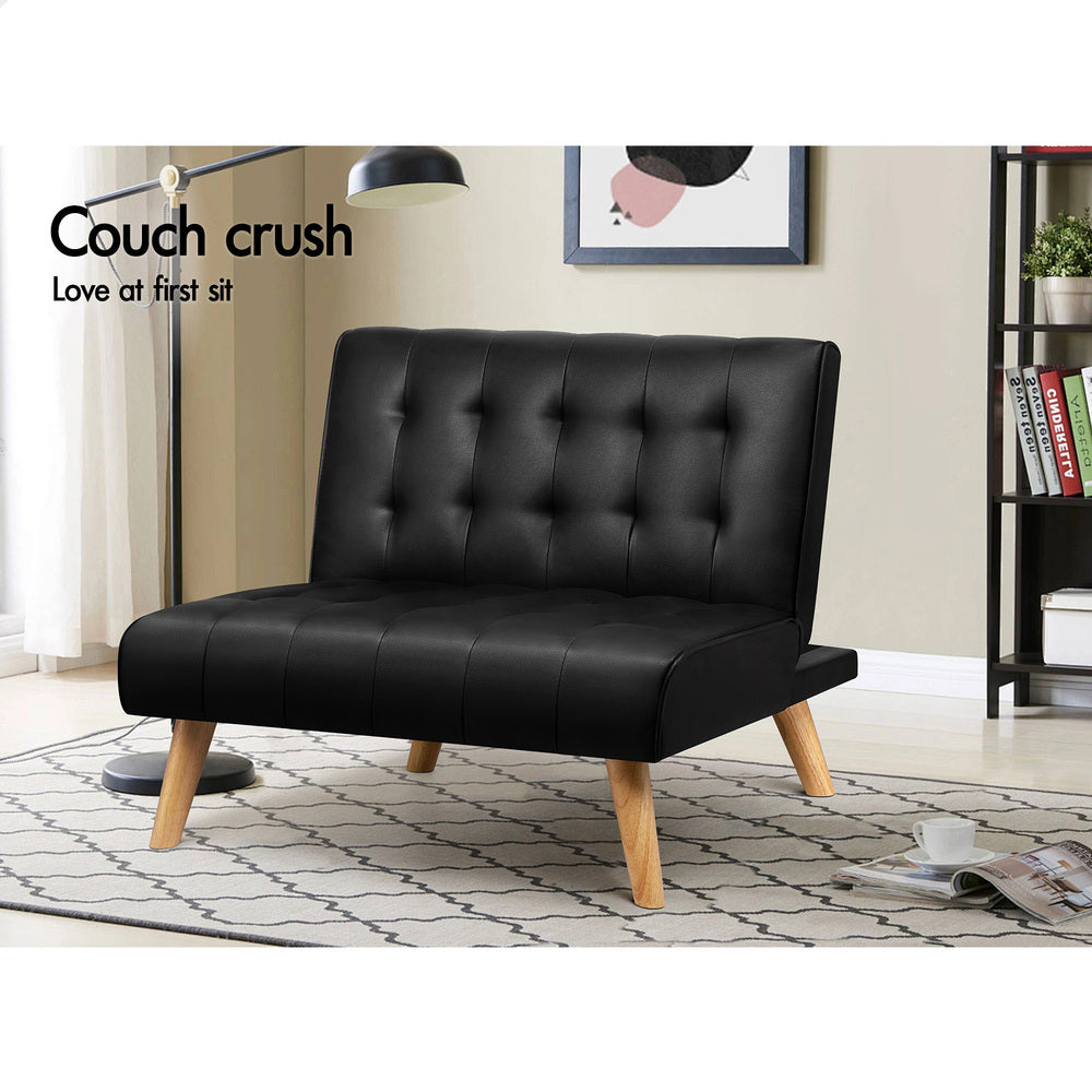 ALFORDSON Sofa Bed Single Lounge Chair Leather Black