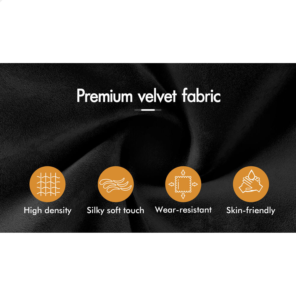 ALFORDSON Sofa Bed Futon Lounge 3 Seater Velvet Black