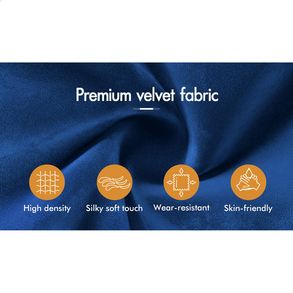 ALFORDSON Sofa Bed Futon Lounge 3 Seater Velvet Blue