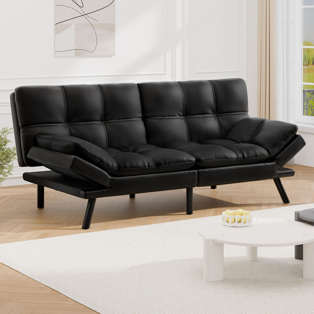 ALFORDSON Sofa Bed Recliner Lounge 3 Seater Leather Black
