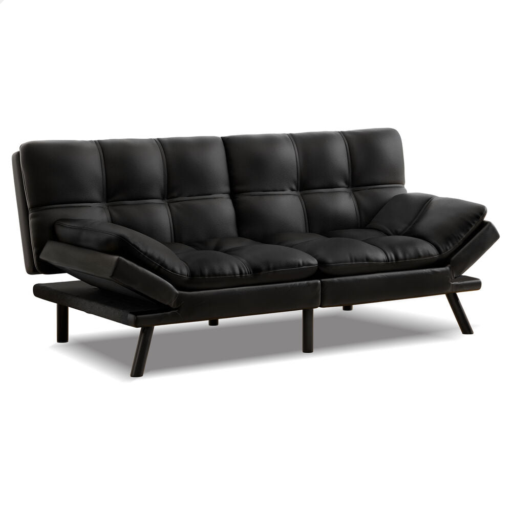ALFORDSON Sofa Bed Couch 3 Seater Recliner Lounge Black