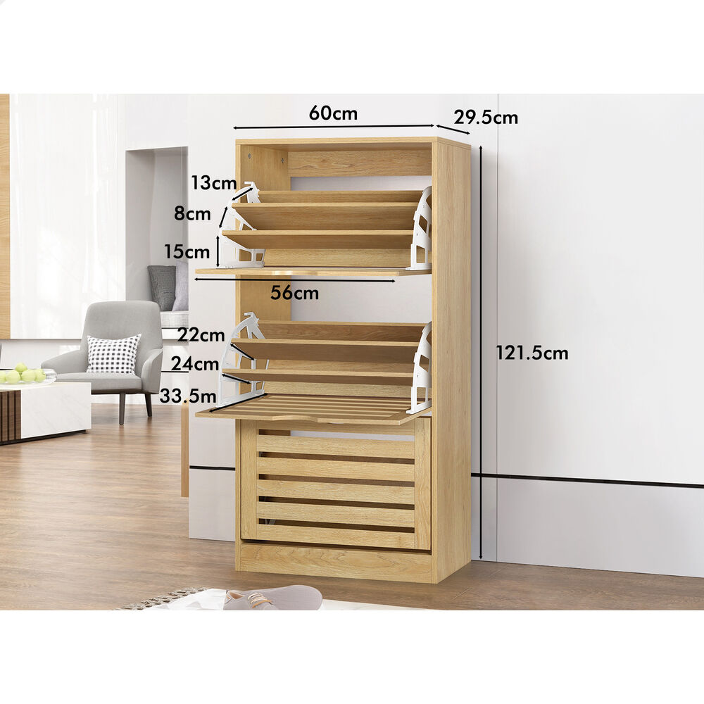 ALFORDSON 2x Shoe Cabinet Organiser Storage Rack Flip Drawers 90 Pairs Wood