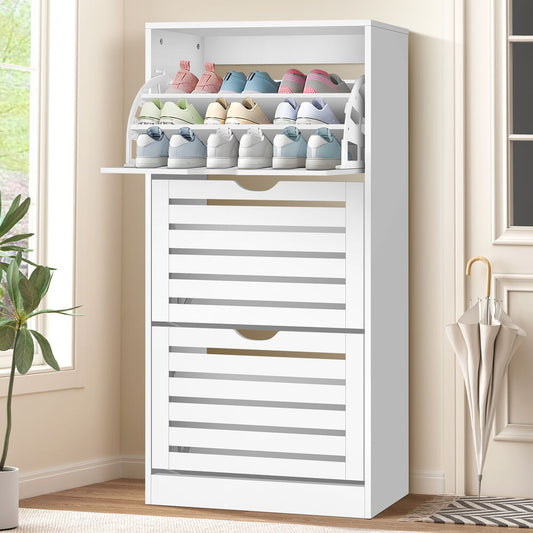 ALFORDSON Shoe Cabinet Storage Rack Flip Drawers White