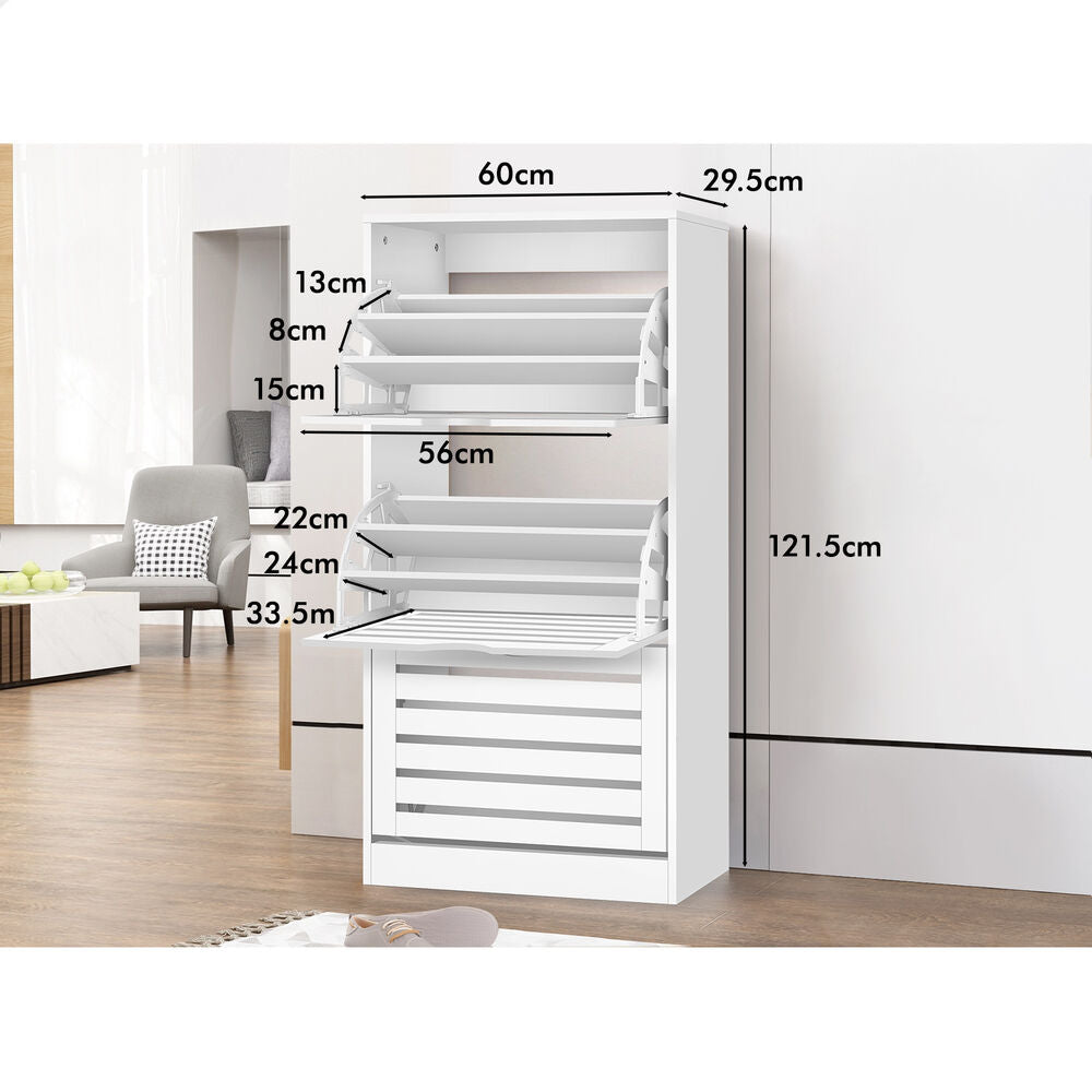 ALFORDSON Shoe Cabinet Storage Rack Flip Drawers White
