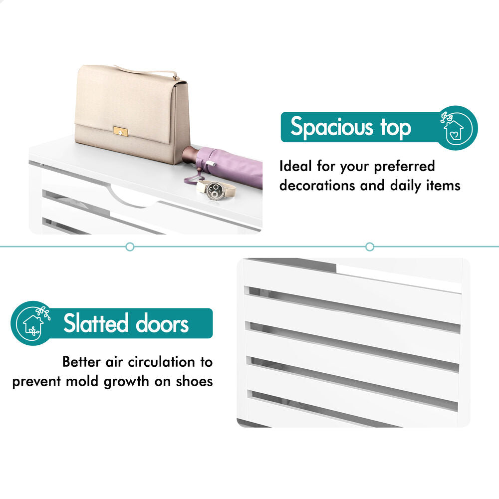 ALFORDSON Shoe Cabinet Storage Rack Flip Drawers White