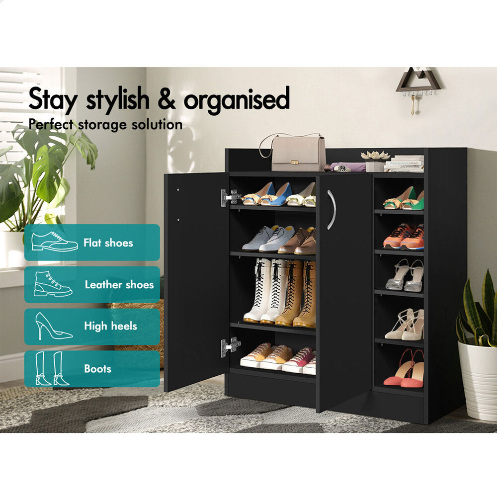 ALFORDSON Shoe Cabinet Storage Rack 21 Pairs Black