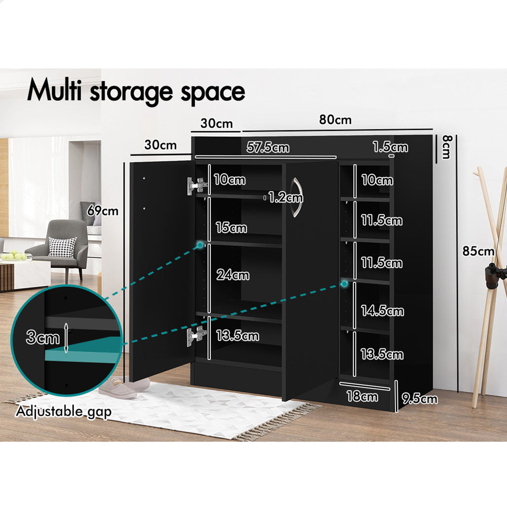 ALFORDSON Shoe Cabinet Storage Rack 21 Pairs Black