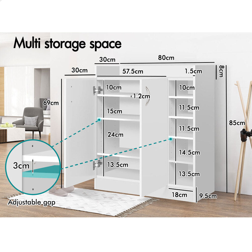 ALFORDSON Shoe Cabinet Storage Rack 21 Pairs White