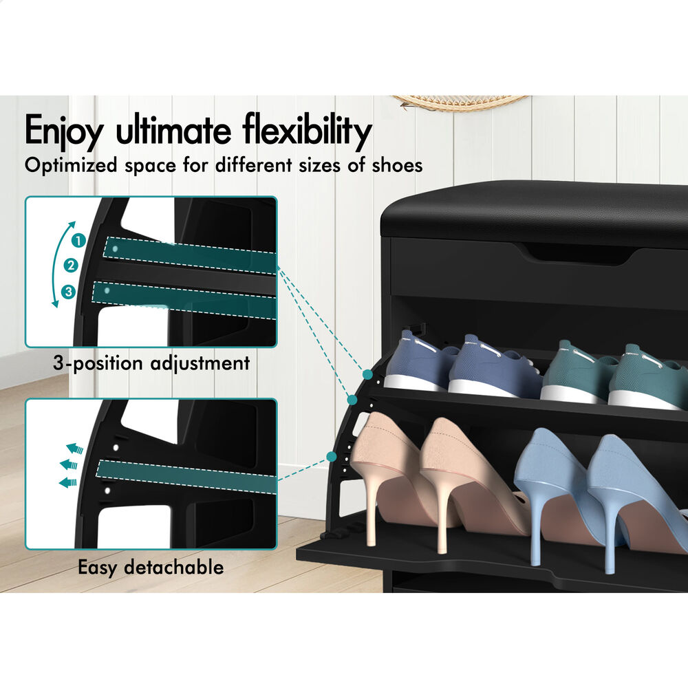 ALFORDSON Shoe Cabinet Bench Rack 12 Pairs Black