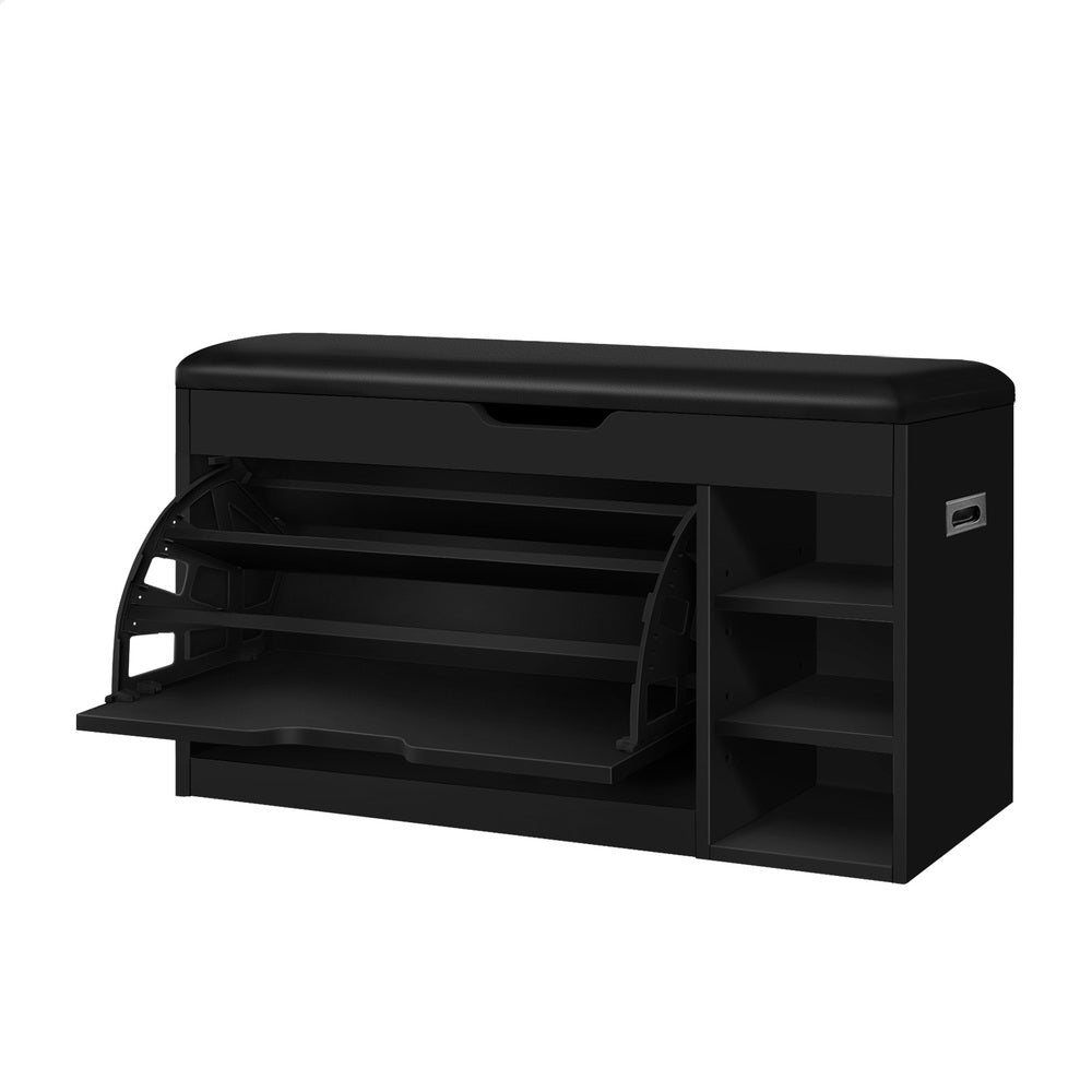 ALFORDSON Shoe Cabinet Bench Rack 18 Pairs Black