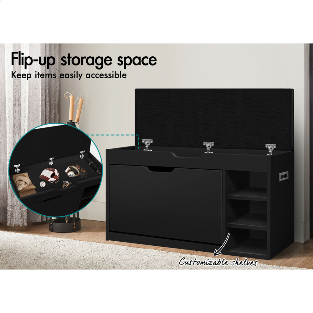 ALFORDSON Shoe Cabinet Bench Rack 18 Pairs Black