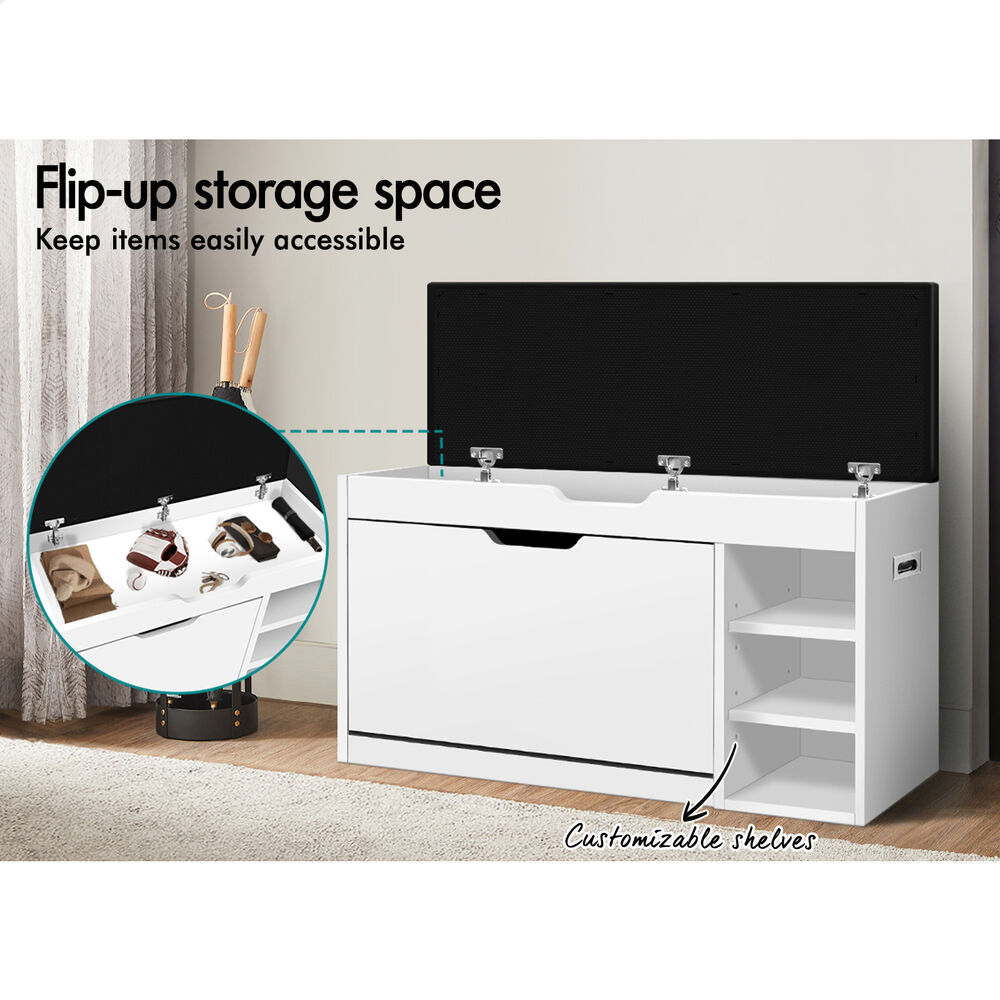 ALFORDSON Shoe Cabinet Bench Rack 18 Pairs White