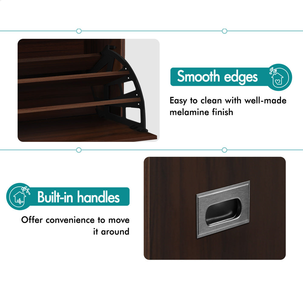 ALFORDSON Shoe Cabinet Bench Rack 12 Pairs Walnut